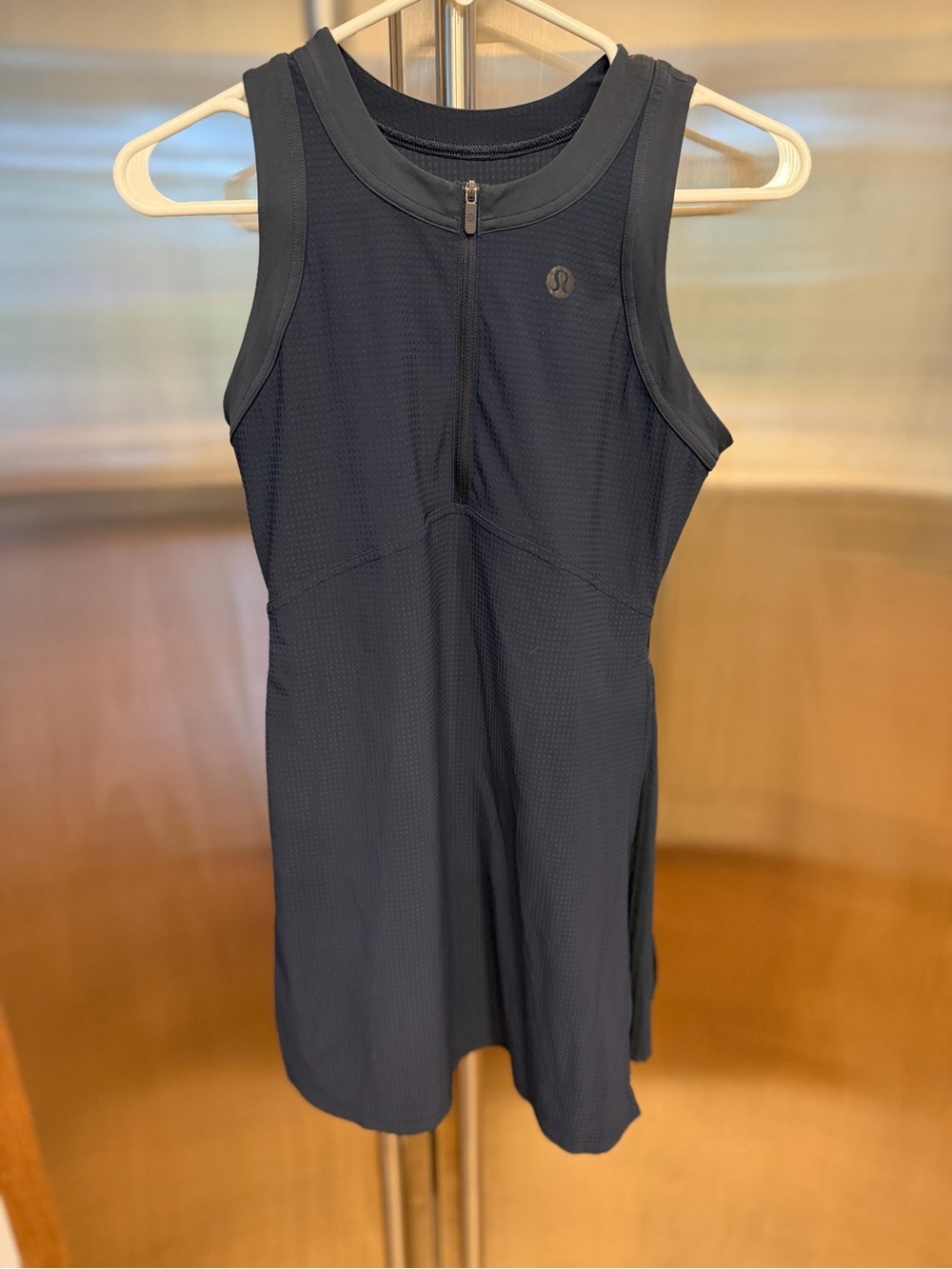 lululemon grid texture dress. Dark Navy. 1/4 Front Zip. Size 4